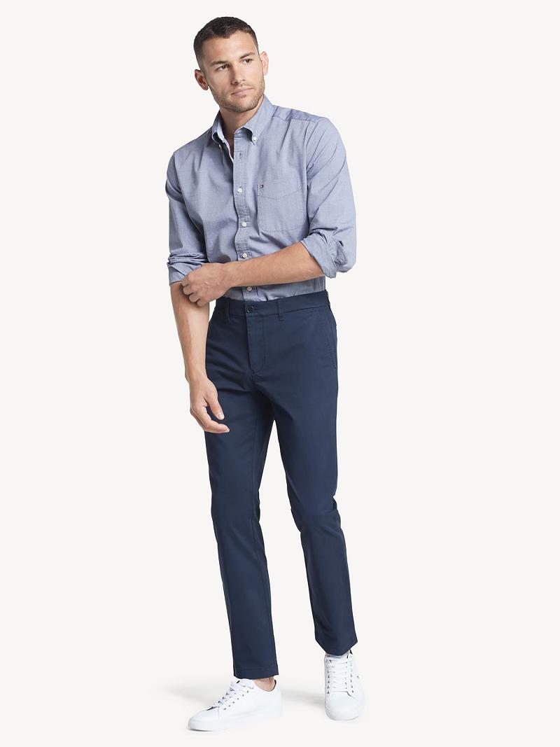 Férfi Tommy Hilfiger Slim fit essential comfort stretch chino Nadrág Sötétkék | HU 1123ILH